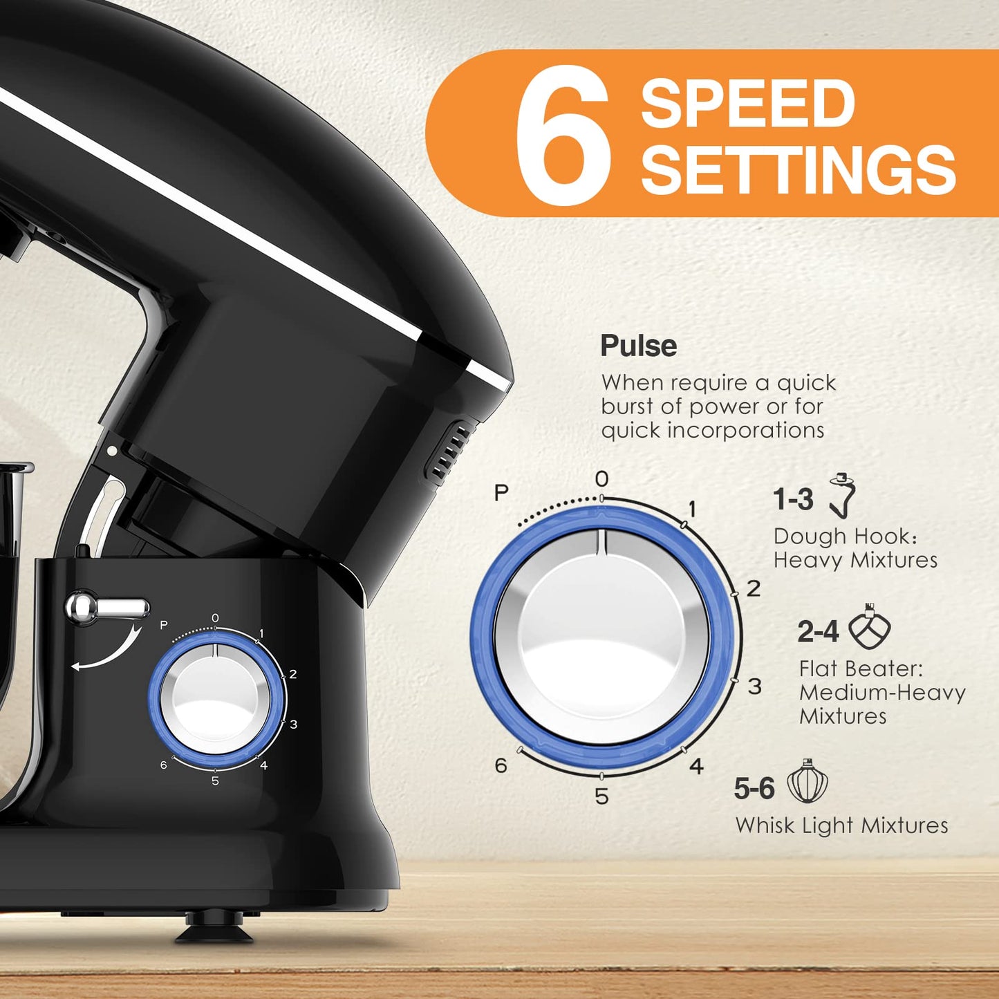 Küchenmaschine 1300,00 W 5,50 l Schüssel Mixer, vielseitigeinsetzbar, Flexiruhrer, 10 Geschwindigkeitsstufen