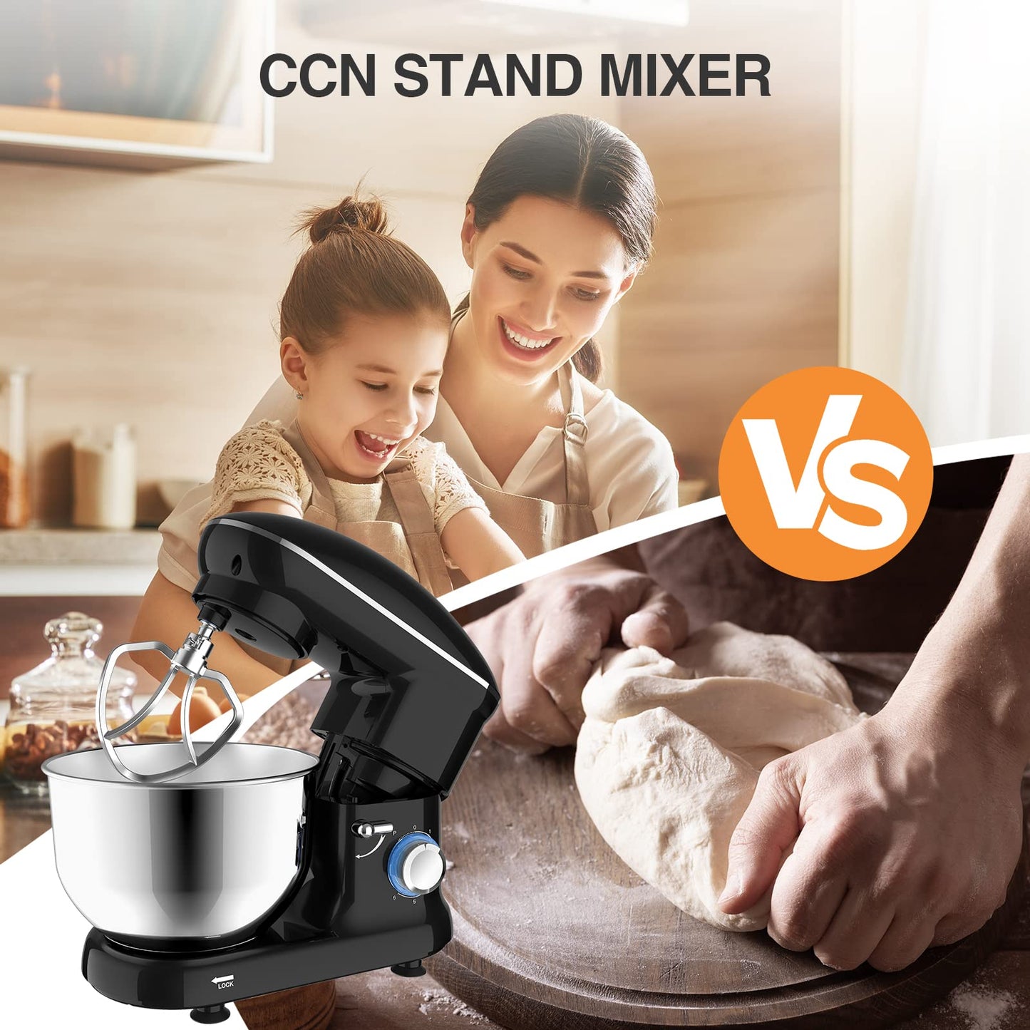 Küchenmaschine 1300,00 W 5,50 l Schüssel Mixer, vielseitigeinsetzbar, Flexiruhrer, 10 Geschwindigkeitsstufen